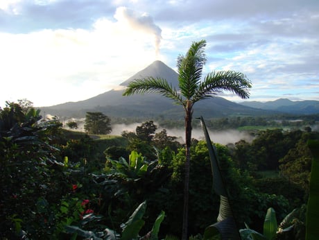 Arenal volcano in Costa Rica on a sunny day.
